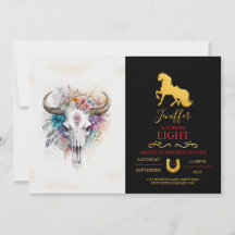 Floral Bull Skull Wasserfarben Kunst