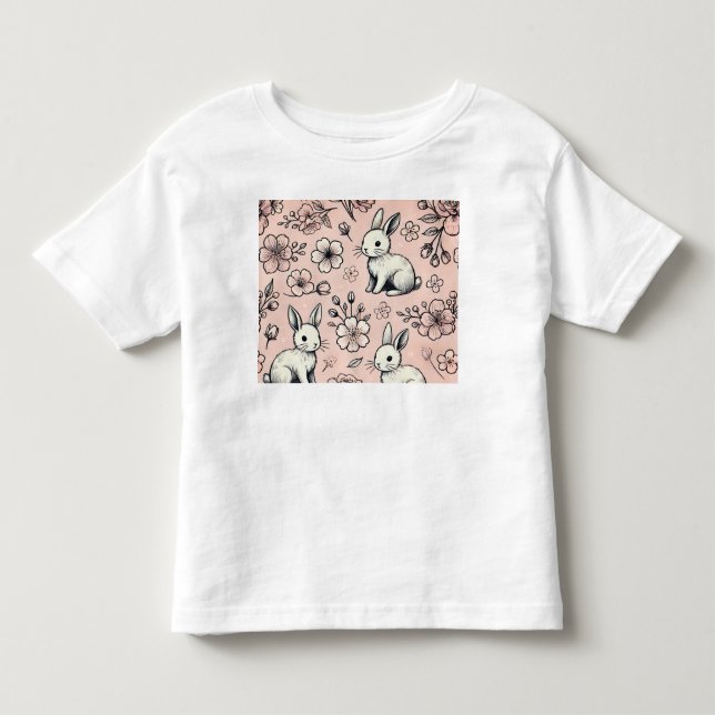 Floral Bunny Doodle T - Shirt | Niedliche und gemü (Vorderseite)