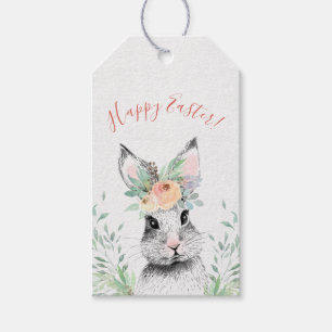 Floral Bunny Happy Oaster Geschenkanhänger