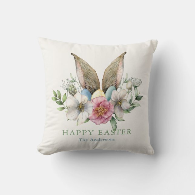 Floral Bunny Ohr & Eggs Ostern Kissen (Vorderseite)