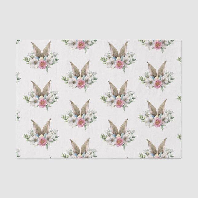 Floral Bunny Ohr & Eggs Ostern Seidenpapier (Vorderseite)