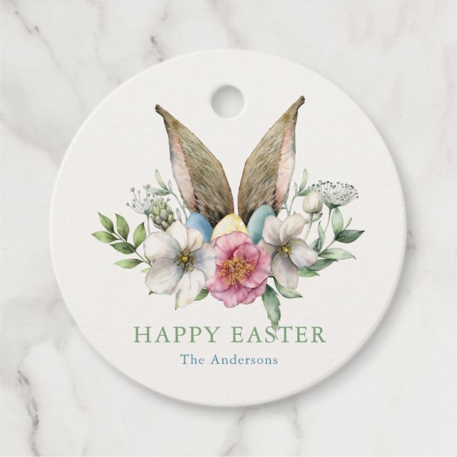 Floral Bunny Oster Geschenkanhänger (Vorderseite)