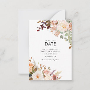 Floral Burgund Grüne Save the Date Minimalistisch Mitteilungskarte