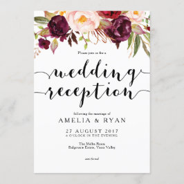 Floral Burgund Hochzeitsempfang Einladung