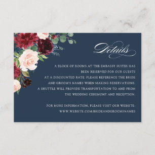 Floral Burgund Marine Elegantes Blush Details Kart Einladung