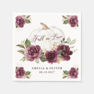 Floral Burgund Pumpkin Fall in Liebe Hochzeit Serviette