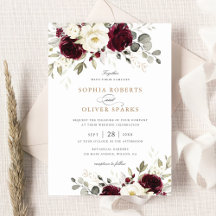 Floral Burgund Weiße Grüne Elegante Hochzeit