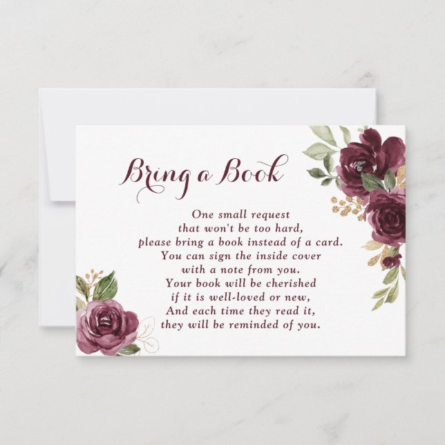 Floral Burgundy Babydusche buchen RSVP Karte (Vorderseite)