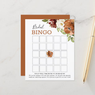 Floral Burgundy Dark Orange Bridal Carte de jeu