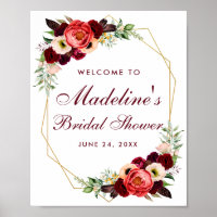 Floral Burgundy Gold Boho Brautparty Willkommen