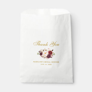 Floral Burgundy Gold Brautparty Danke Geschenktütchen