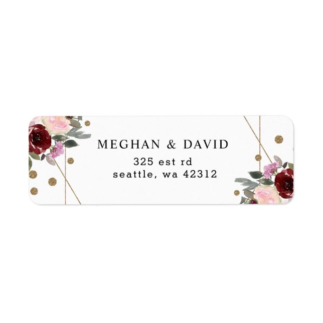 Floral Burgundy Gold Glitzer Geometric Wedding (Vorne)