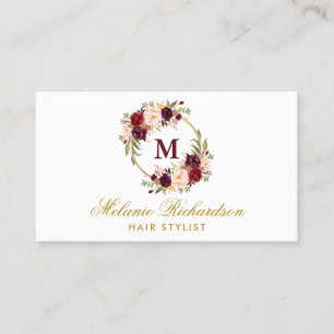Floral Burgundy Gold Haar Stylist Ernennung Terminkarte