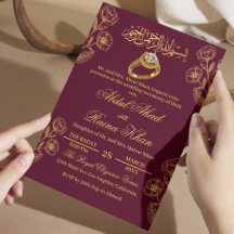 Floral Burgundy Gold Muslim Islamische Verlobung