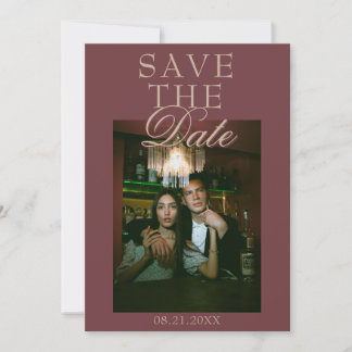 Floral Burgundy Gold Old Money Photo Wedding Save The Date