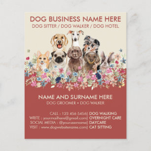 Floral Burgundy Haustiere Sitter Boarding Groomer  Flyer