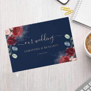 Floral Burgundy Hochzeit im Herbst Rose Goldene Fo Gästebuch