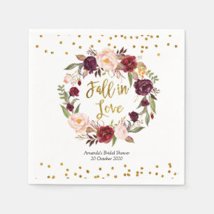 Floral Burgundy Marsala Paper Party Napkins Serviette