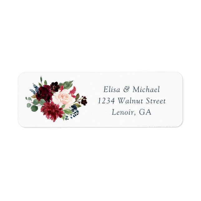 Floral Burgundy Navy Elegant Hochzeitsrede (Vorne)