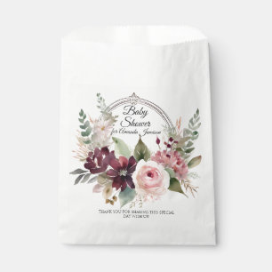 Floral Burgundy Pink Fall Baby Pink Girl Dusche Geschenktütchen