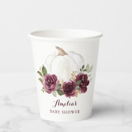 Floral Burgundy Pumpkin Fall Babydusche Pappbecher