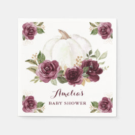 Floral Burgundy Pumpkin Fall Babydusche Serviette