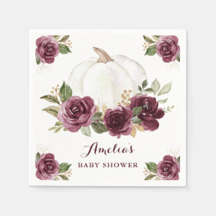 Floral Burgundy Pumpkin Fall Babydusche Serviette