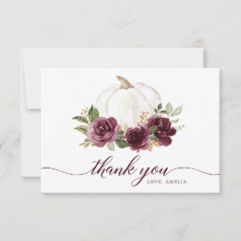 Floral Burgundy Pumpkin Fall Danke Karte