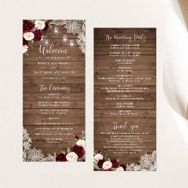 Floral Burgundy Rustic Wood Lace String Lights Programm