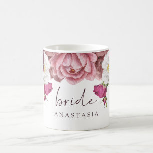 Floral Burgundy Wedding Bride Kaffeetasse