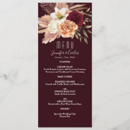 Floral Burgundy Wedding Menu Menükarte
