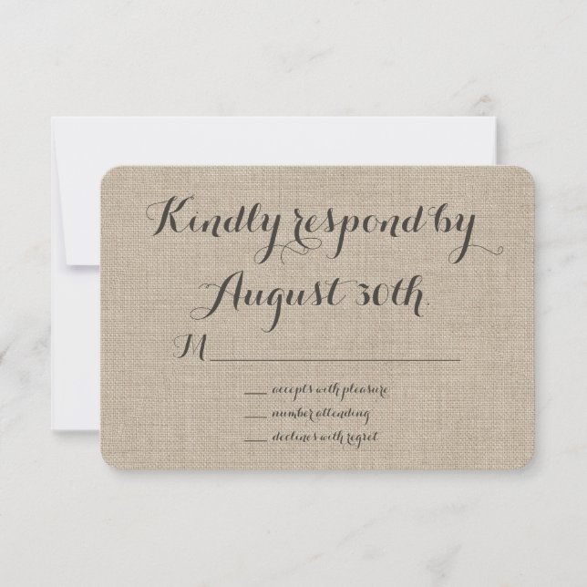 Floral Burlap UAWG RSVP Karte (Vorderseite)