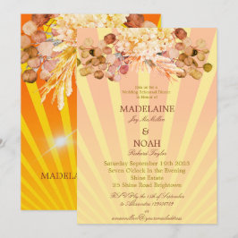 Floral Burnt Orange Sunray Wedding Probe Einladung