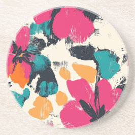Floral Burst Bohemischer Round Sandstone Untersetz Getränkeuntersetzer