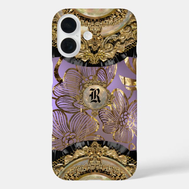 Floral Burst Viva Monogram Plus iPhone 16 Hülle (Rückseite)