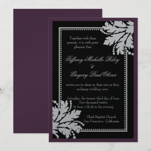 Floral Burst Wedding Invite Metallic [Eggplant] Einladung