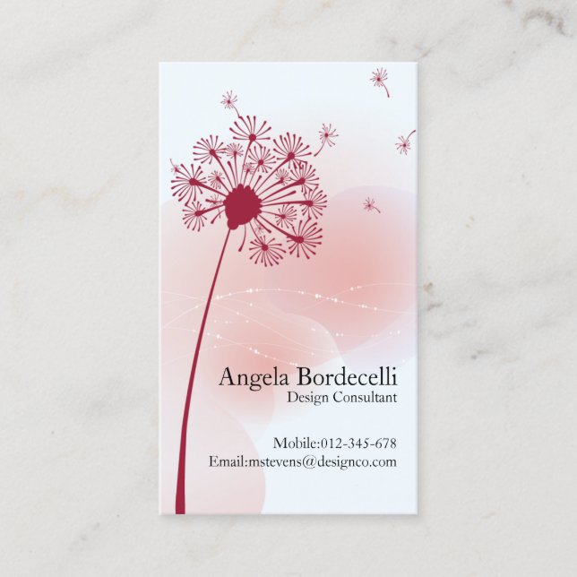 Floral Business Card Gentle Dandelion Visitenkarte (Vorderseite)