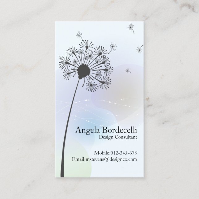 Floral Business Card Gentle Dandelion Visitenkarte (Vorderseite)