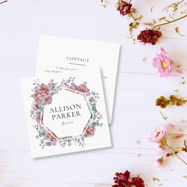 Floral Business Card Quadratische Visitenkarte (Von Creator hochgeladen)