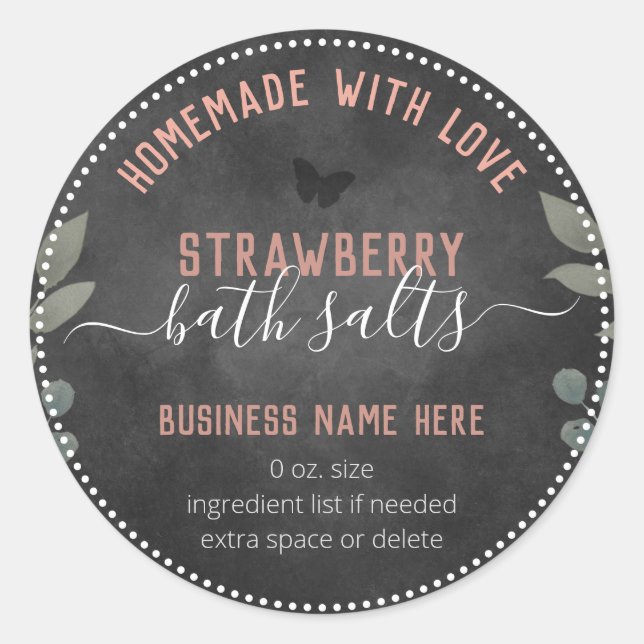 Floral Butterfisch Custom Business Bath Salts Runder Aufkleber (Vorderseite)
