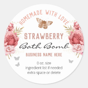 Floral Butterfliegen Custom Business Bath Bomb Runder Aufkleber