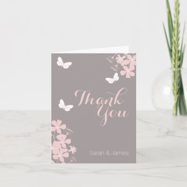 Floral Butterflies Babydusche Danke Karte (Vorderseite)