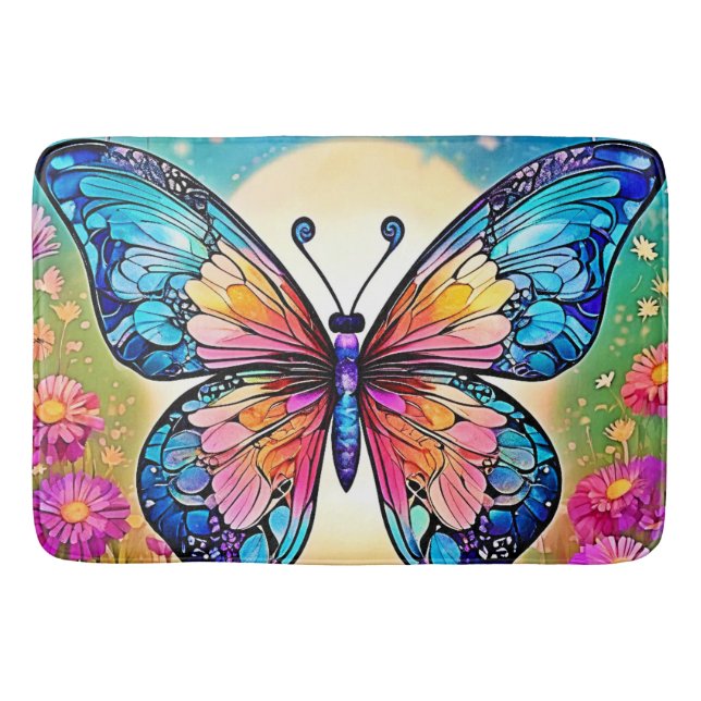 Floral Butterfly Art Design Badematte (Vorderseite)
