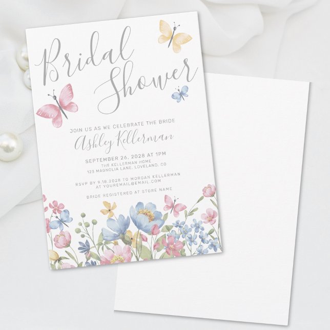 Floral Butterfly-Brautparty Einladung (Floral Butterfly Bridal Shower Invitation)