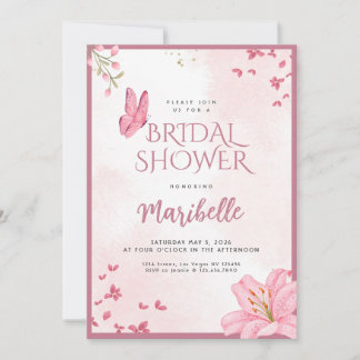 Floral Butterfly Bridal Shower Invitation Einladung