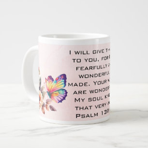 Floral Butterfly Dankbarkeit Bibel Verse Jumbo-Tasse