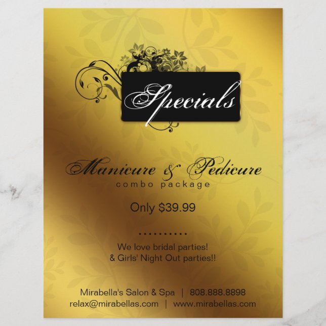 Floral Butterfly Flyer Salon Wellness-Center Gold  (Vorne)