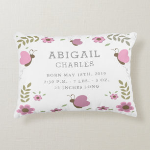 Floral Butterfly Garden Birth Stats Kinderzimmer P Dekokissen