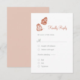 Floral Butterfly Garden Terracotta Boho Wedding RSVP Karte