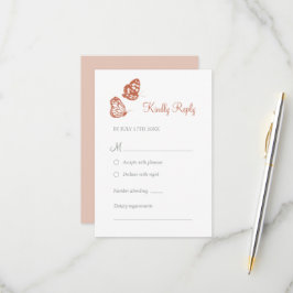 Floral Butterfly Garden Terracotta Boho Wedding RSVP Karte